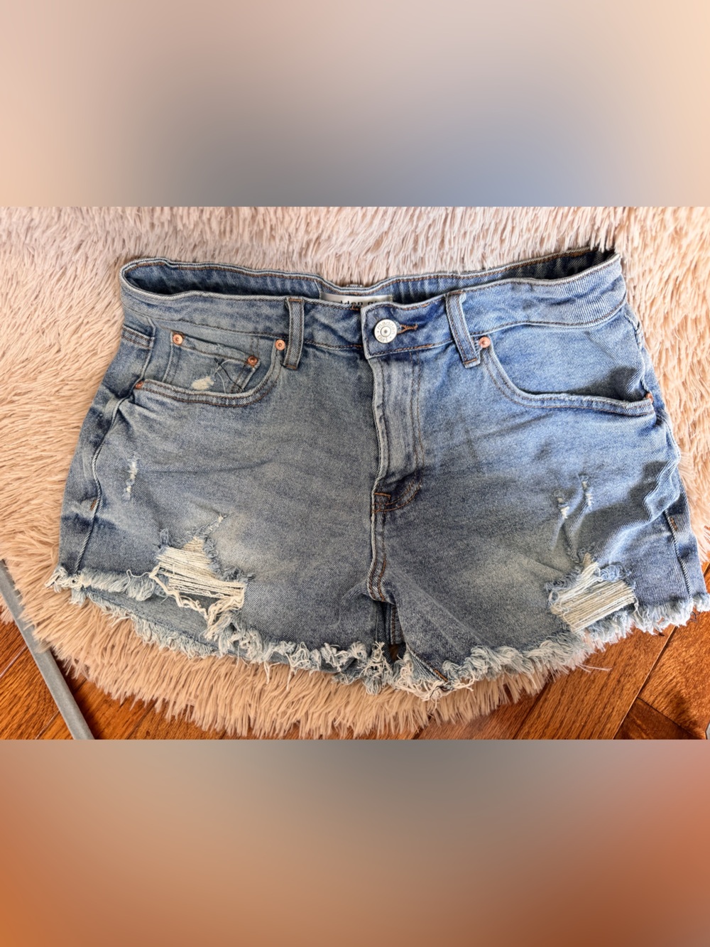 Madden Girl Light Blue Distressed Denim Shorts